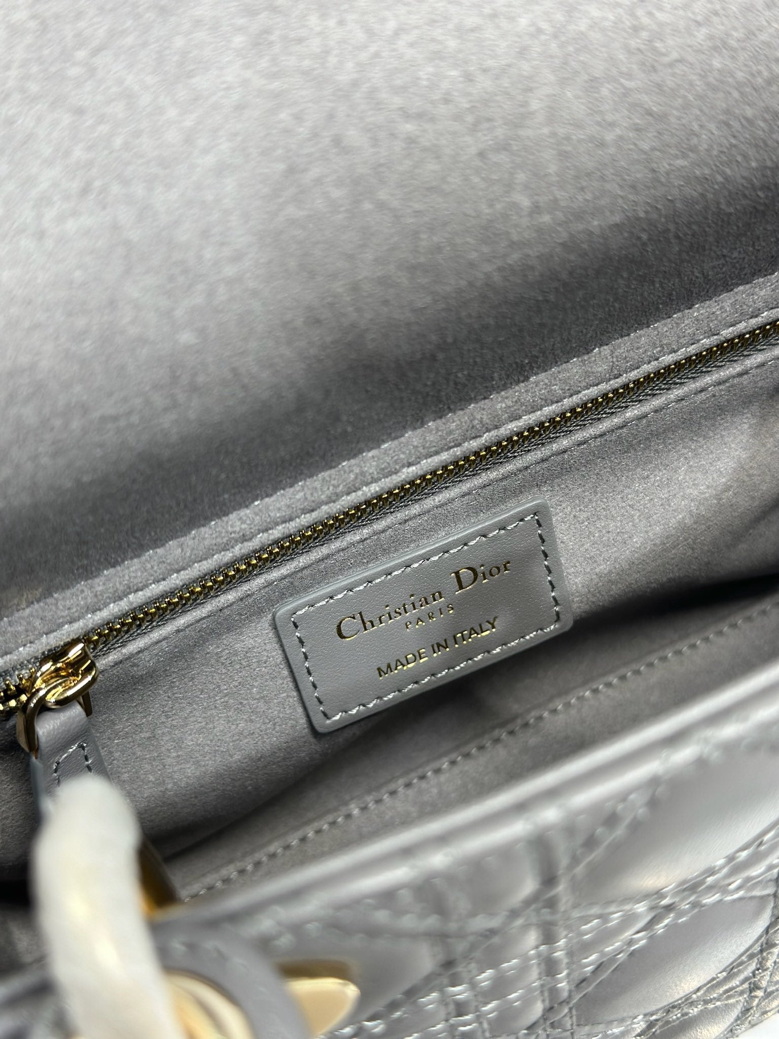 CD Lady Dior Bag Grey Lambskin