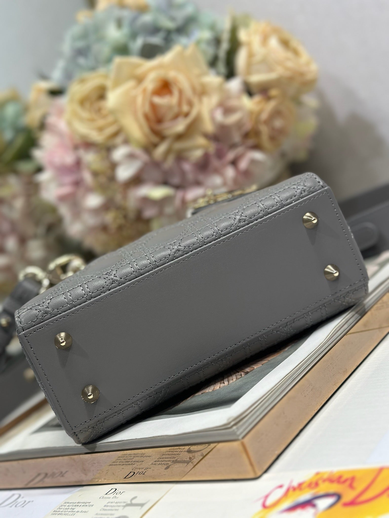 CD Lady Dior Bag Grey Lambskin