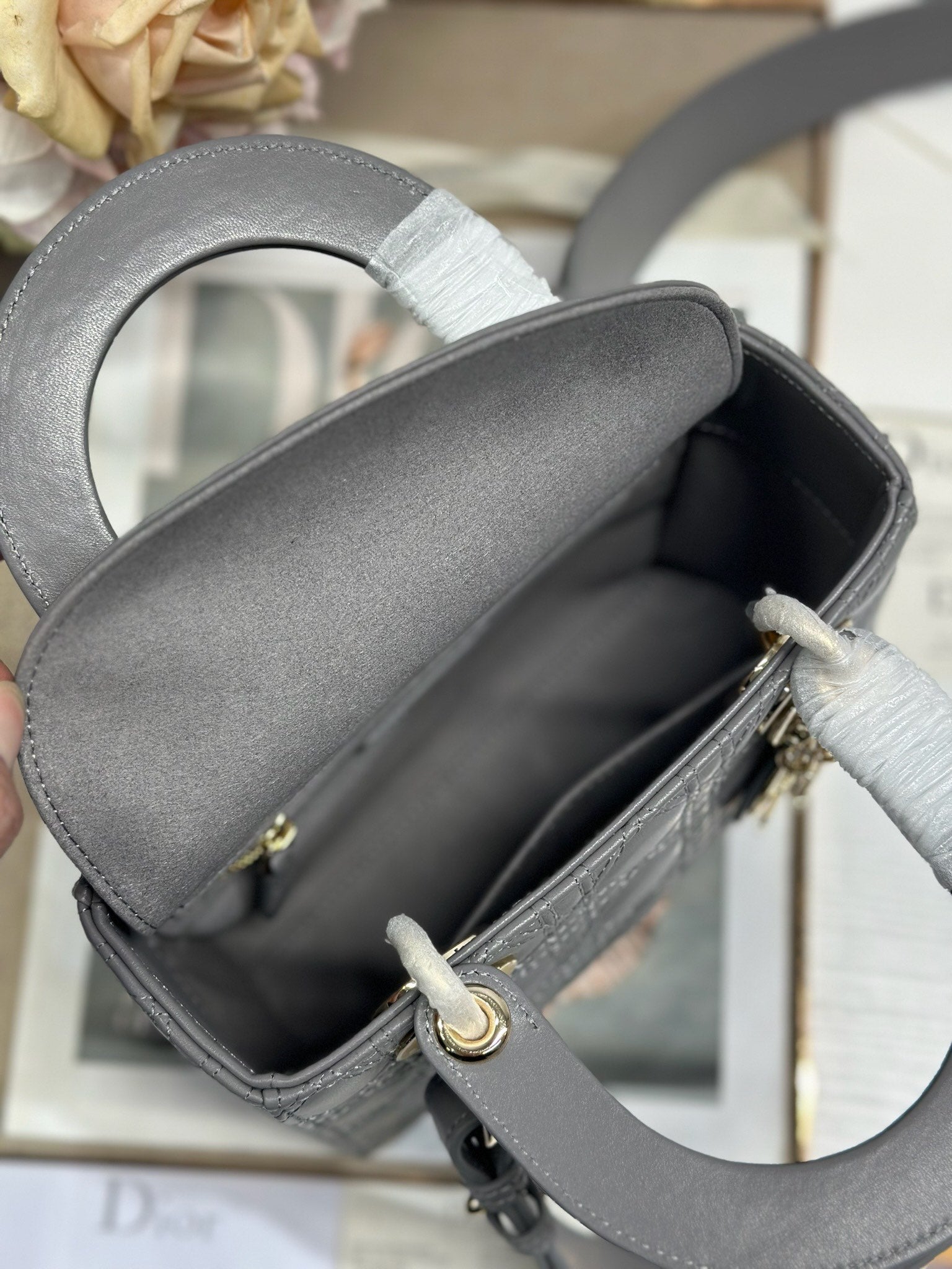 CD Lady Dior Bag Grey Lambskin