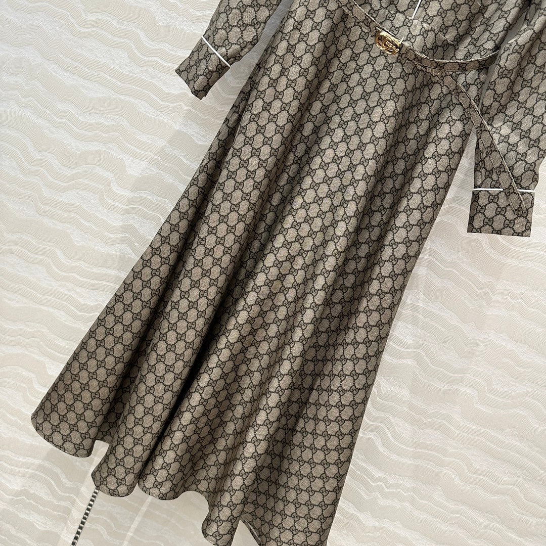 Gucci 25 Monogram Dress Gray Silk