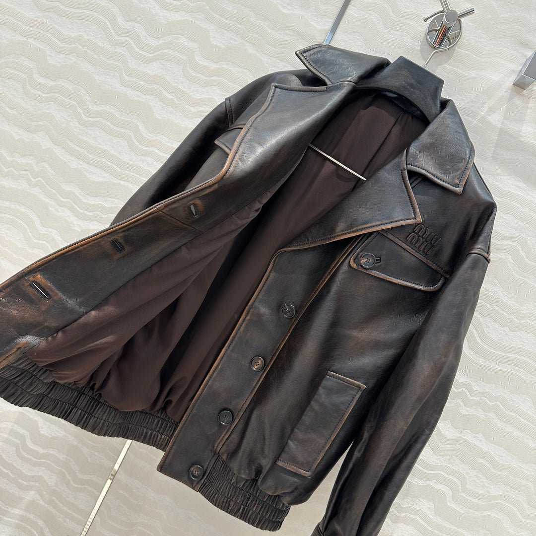 Miumiu 25 Jacket Black Brown Lambskin