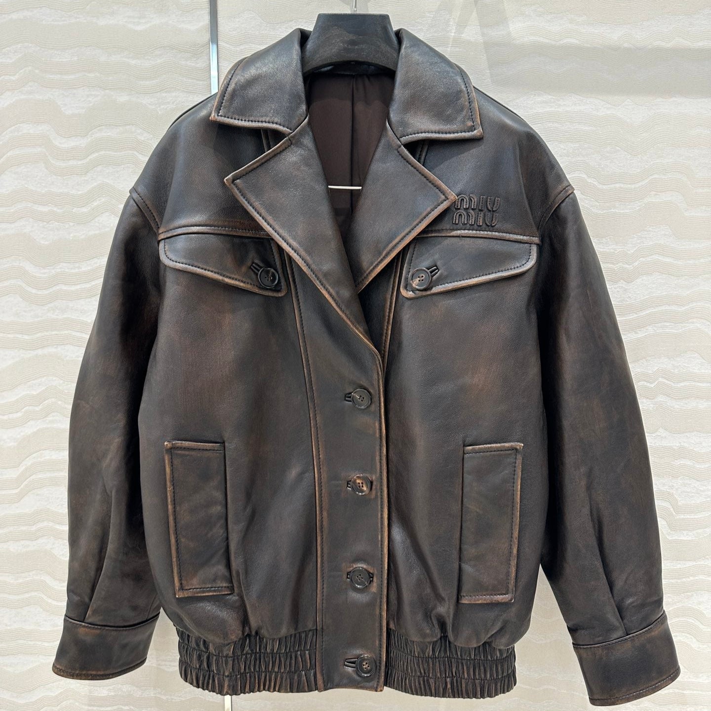 Miumiu 25 Jacket Black Brown Lambskin