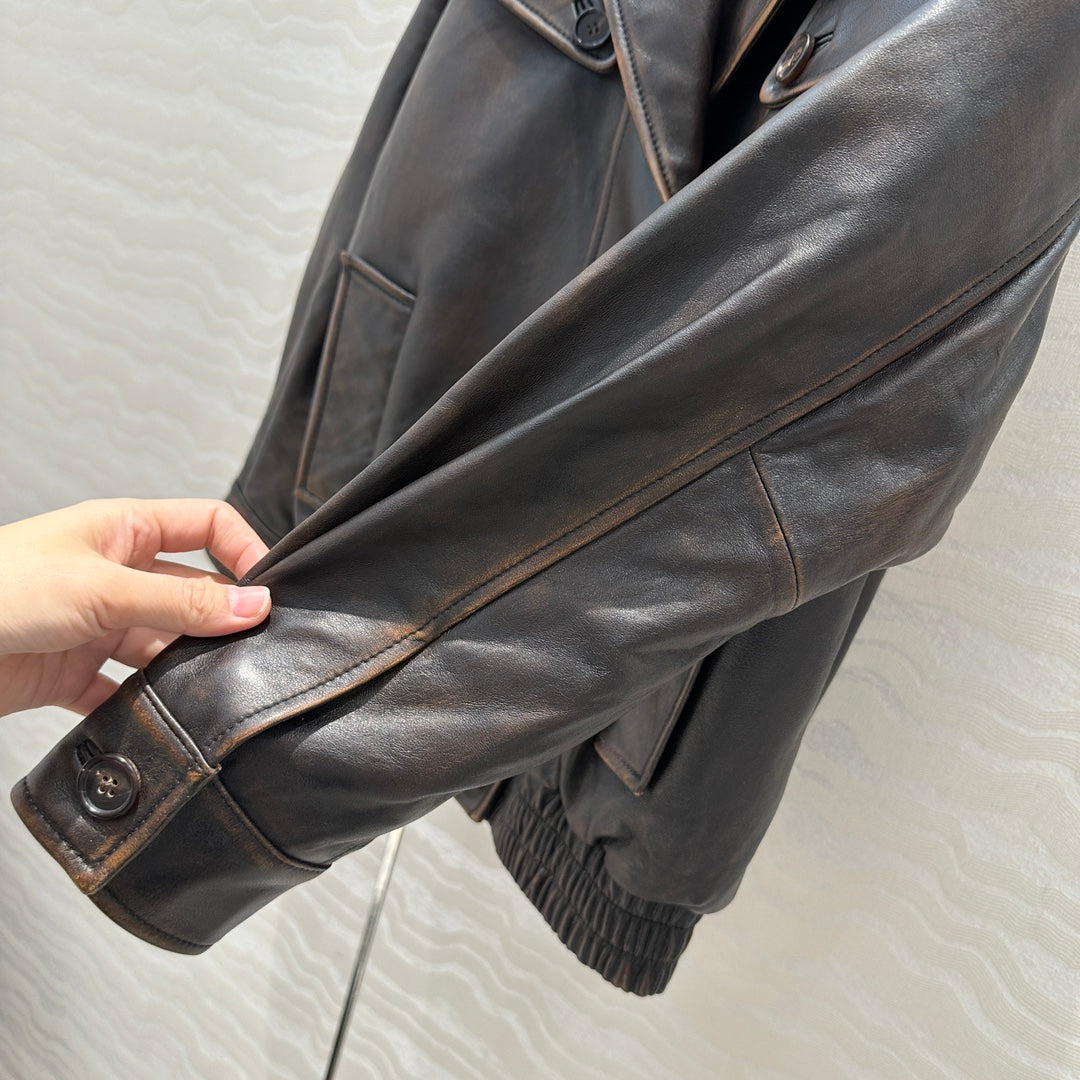 Miumiu 25 Jacket Black Brown Lambskin