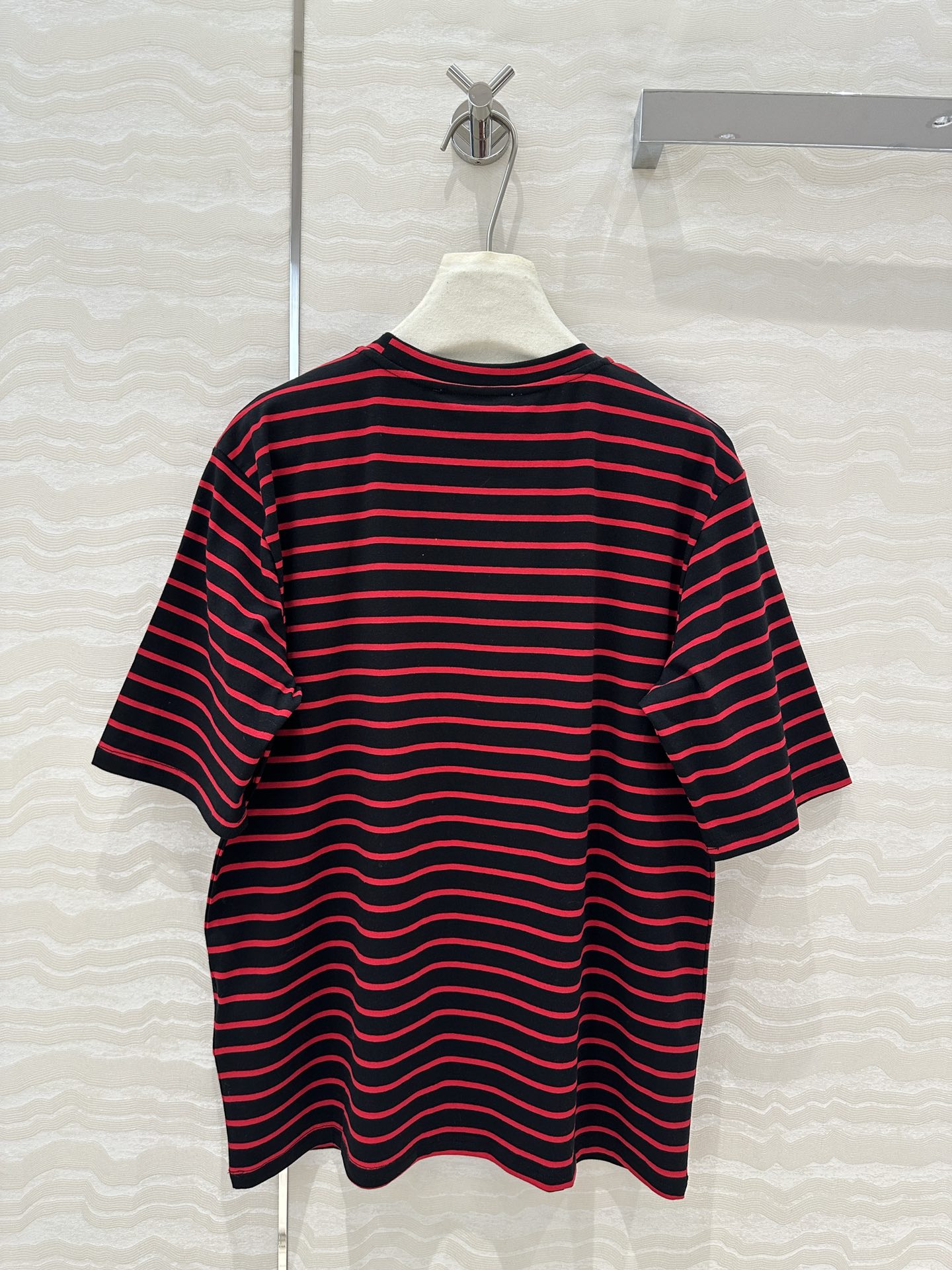 Prada Striped Short-sleeved T-shirt Red mix Black Cotton