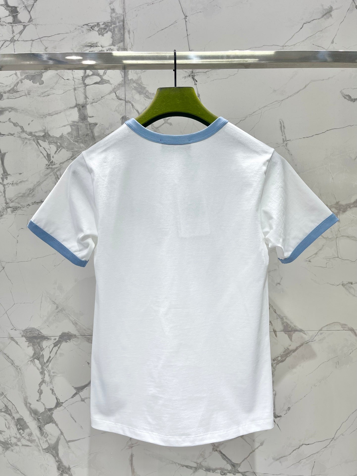 Gucci Embroidered Short Sleeves T-shirt White Blue Cotton