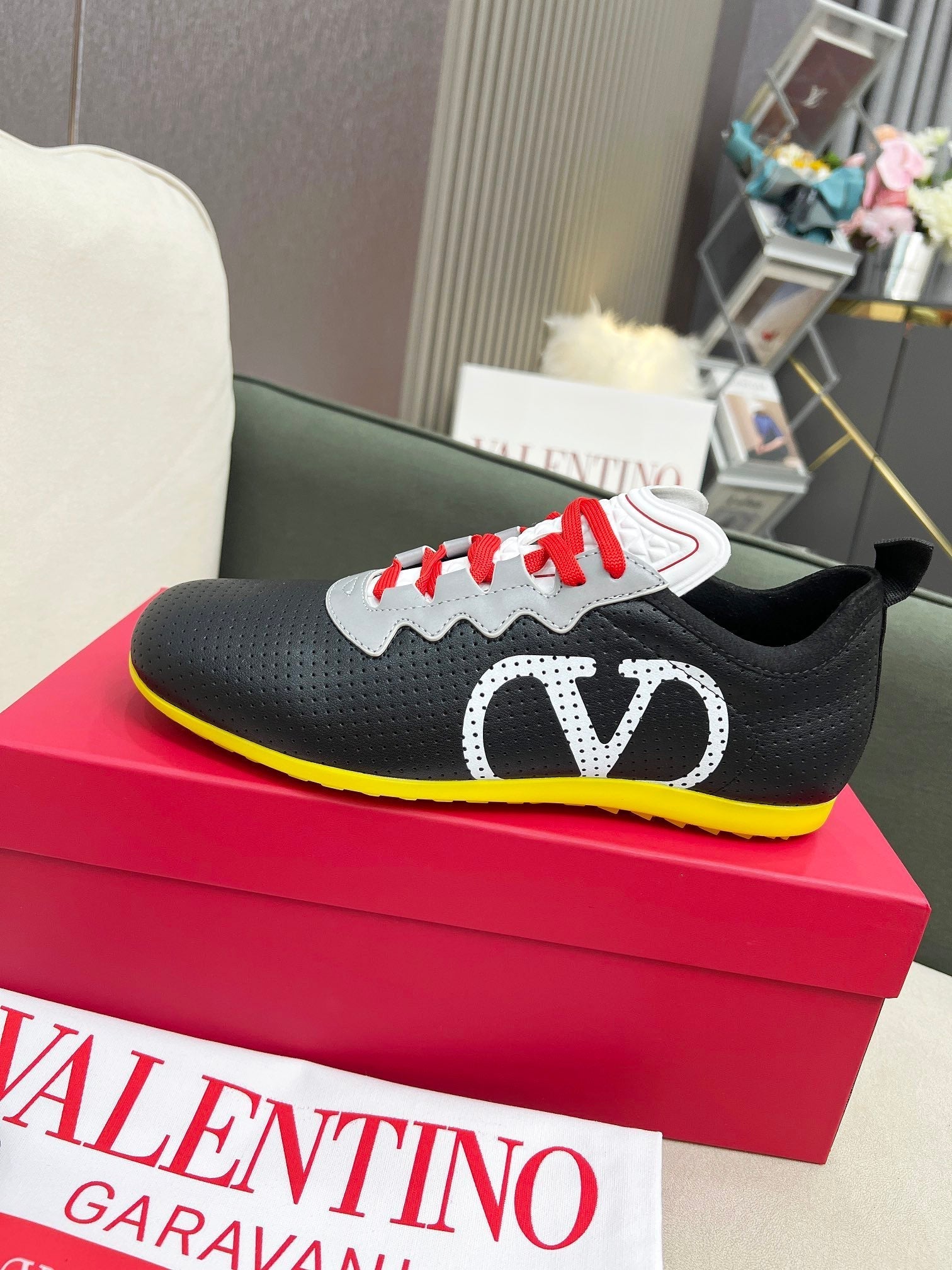 VT 25 Chromathon Sneaker Black Red Lambskin 352050