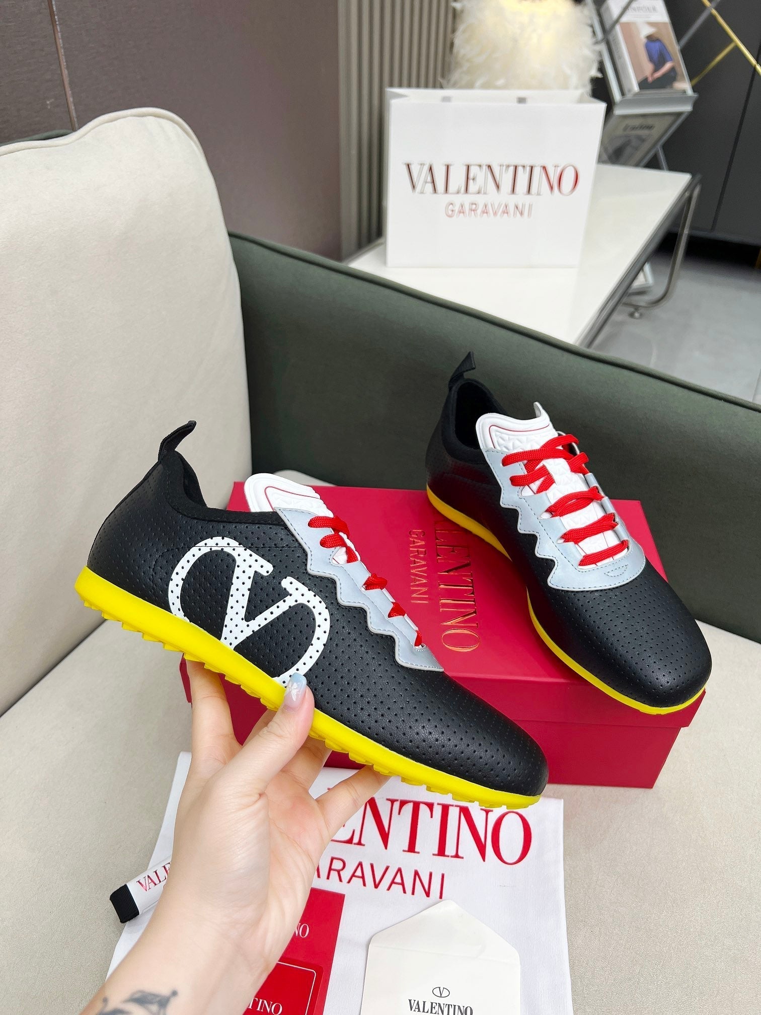 VT 25 Chromathon Sneaker Black Red Lambskin 352050
