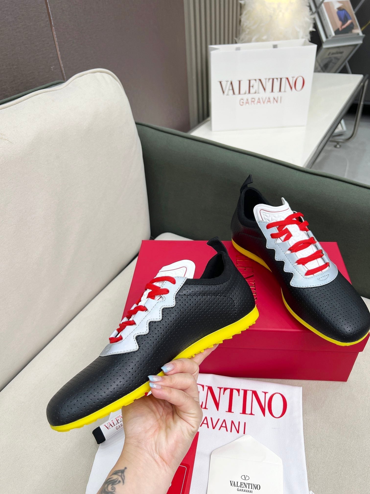 VT 25 Chromathon Sneaker Black Red Lambskin 352050