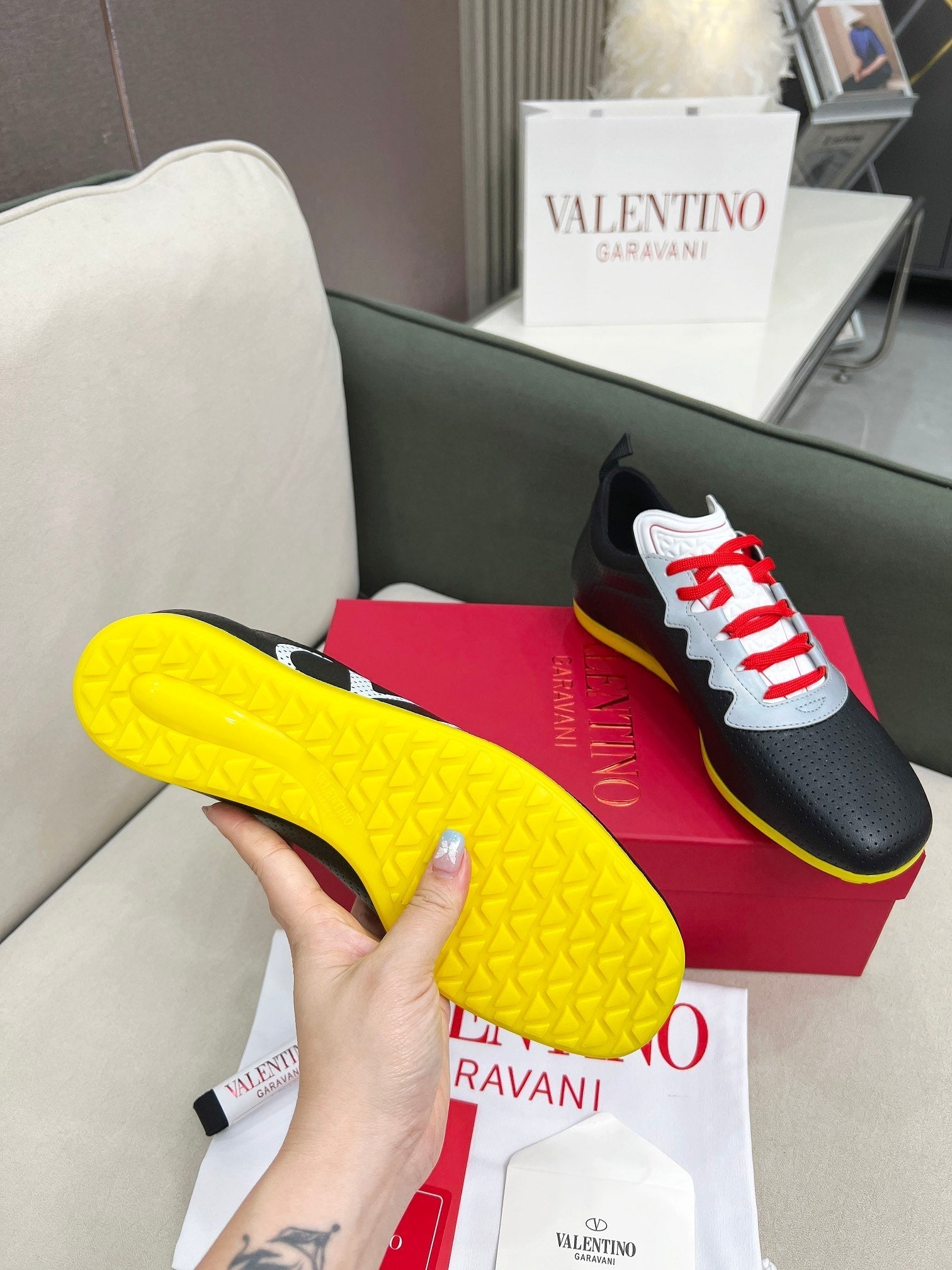 VT 25 Chromathon Sneaker Black Red Lambskin 352050