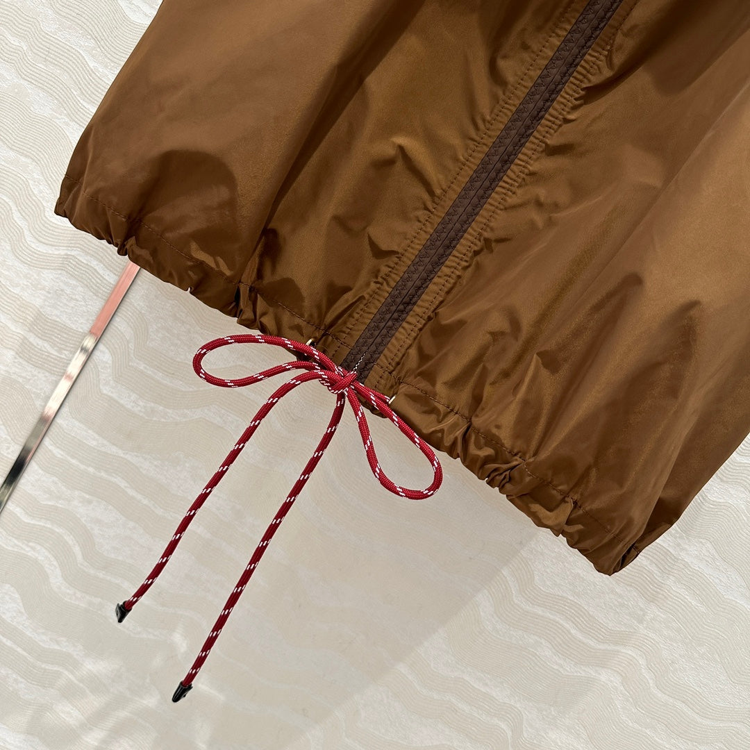 Miu Miu 25 Sport Zipper Vest Cocoa Brown Technical Fabric