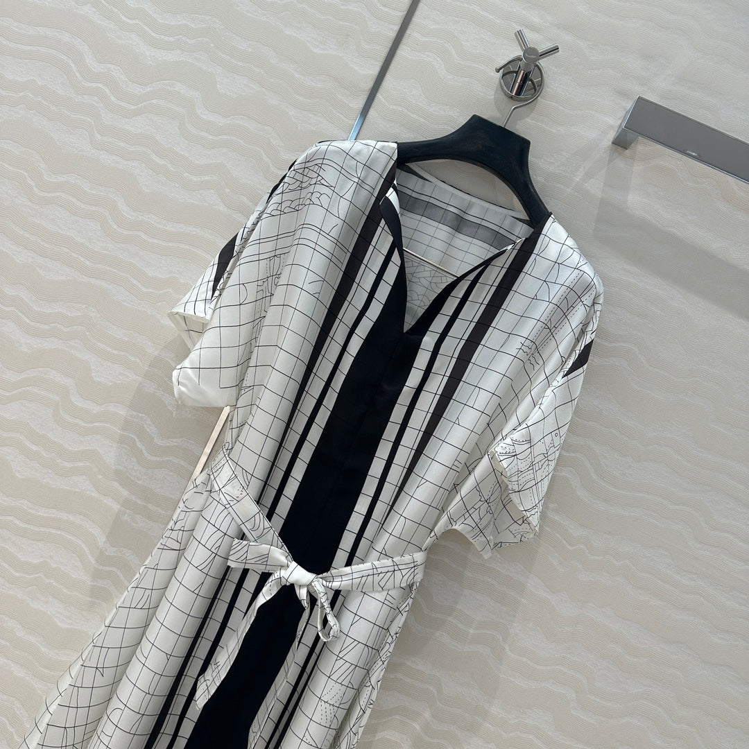 Hm 25 Coaching Deja Vu Shirt Dress White Black Silk