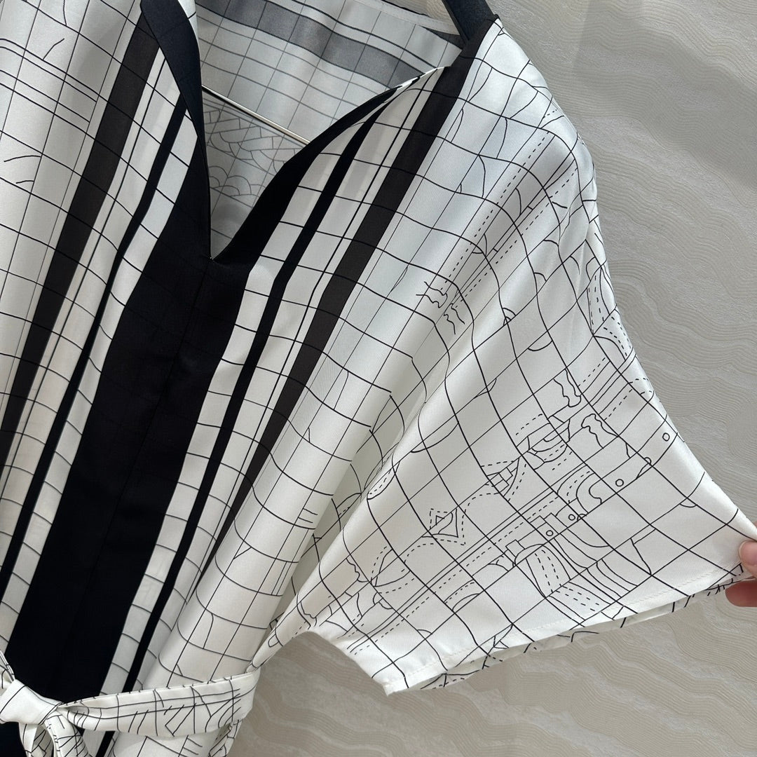 Hm 25 Coaching Deja Vu Shirt Dress White Black Silk