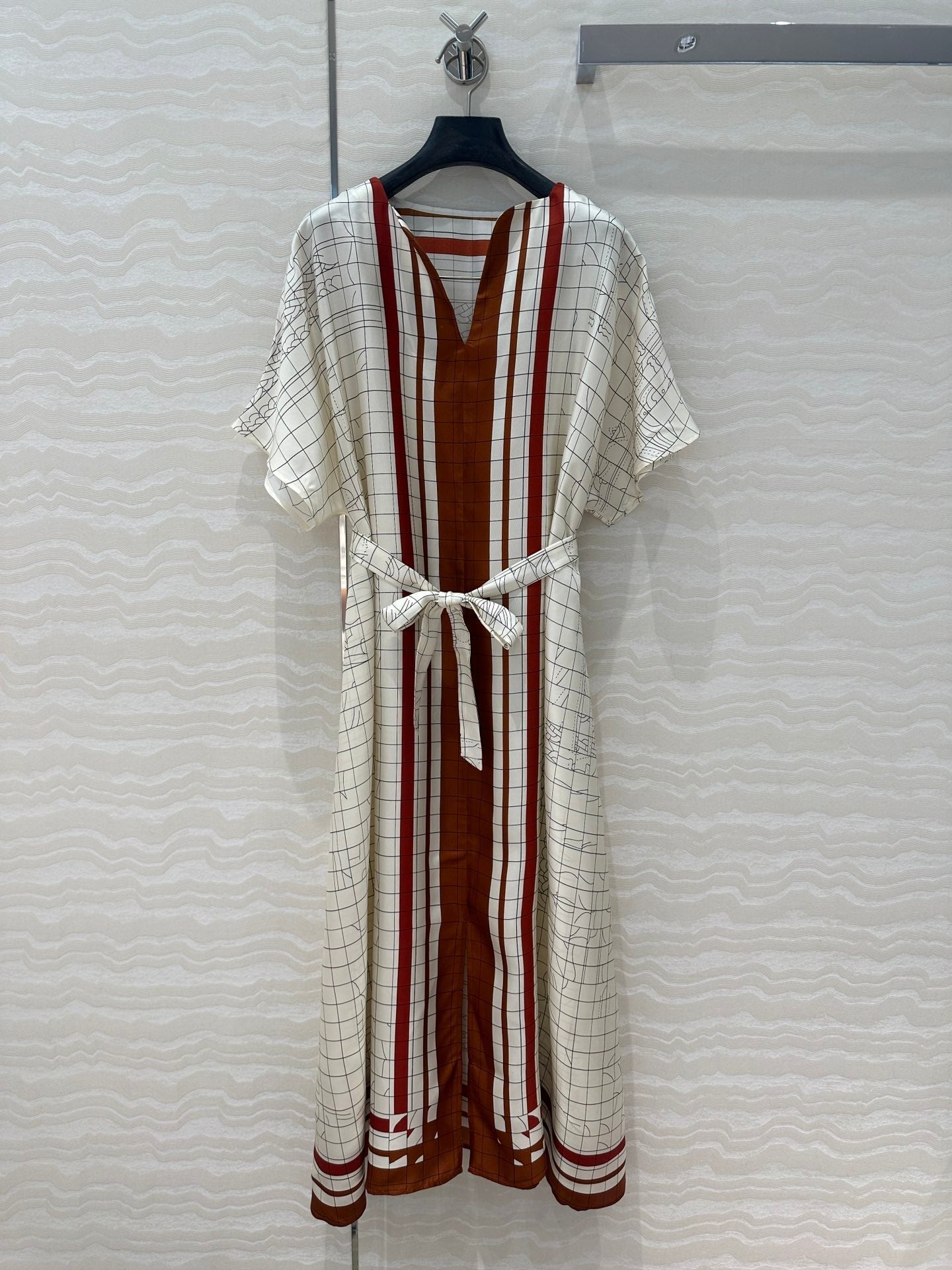 Hm 25 Coaching Deja Vu Shirt Dress White Brown Red Silk