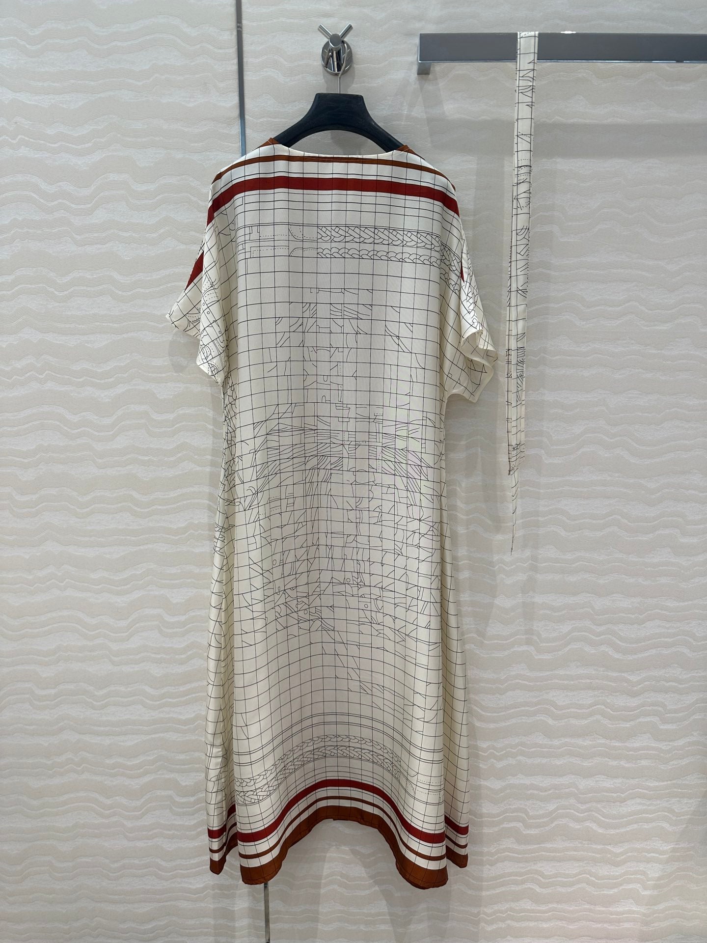 Hm 25 Coaching Deja Vu Shirt Dress White Brown Red Silk