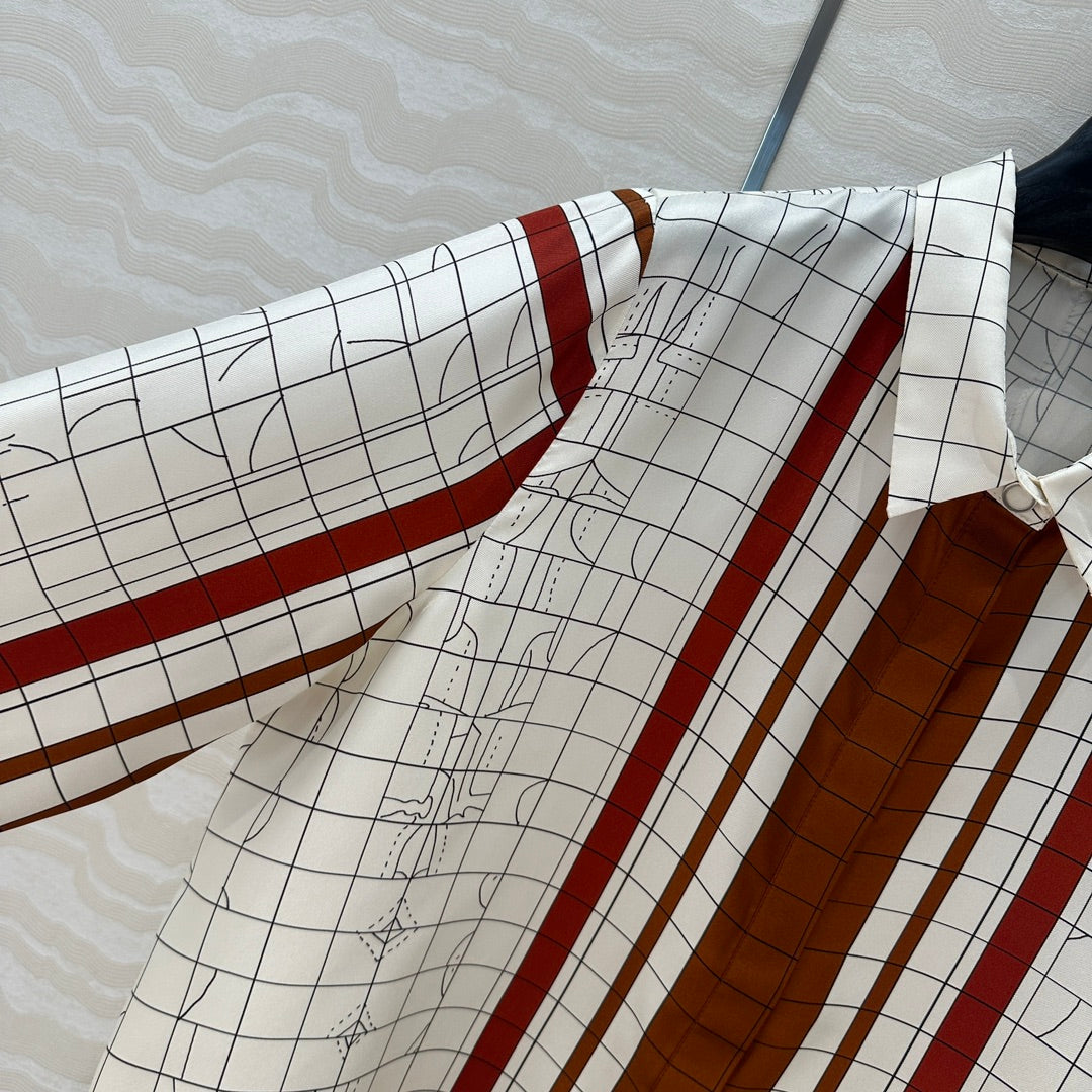 Hm 25 Coaching Deja Vu Shirt White red brown Silk