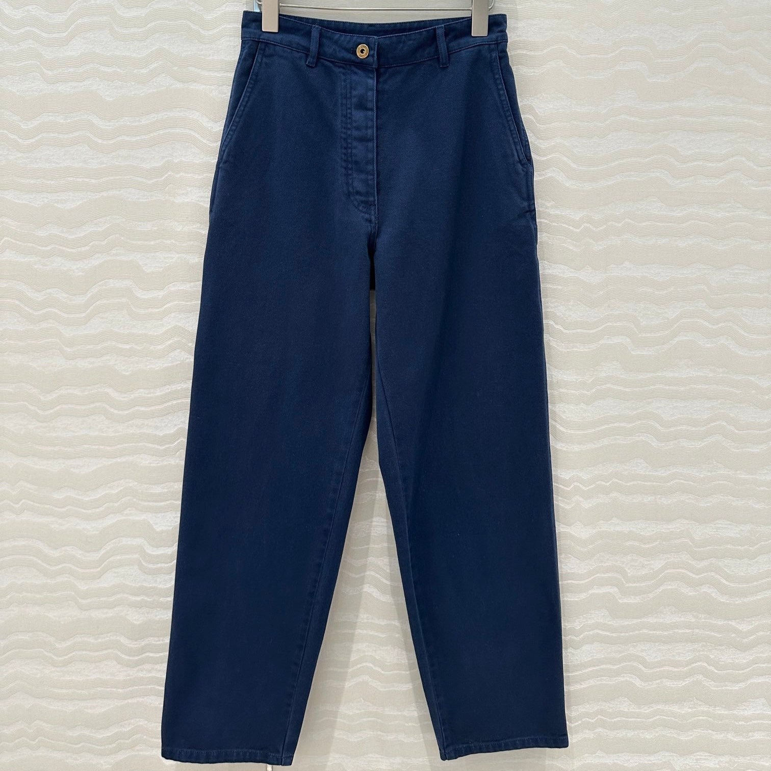 Miu Miu 25 Straight Pants Blue Cotton