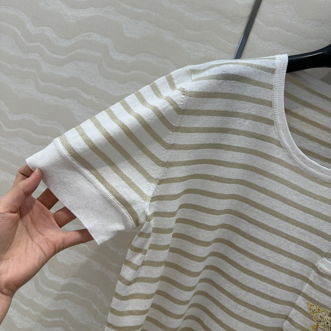 CD Short-sleeved T-shirt beige yellow Linen Viscose