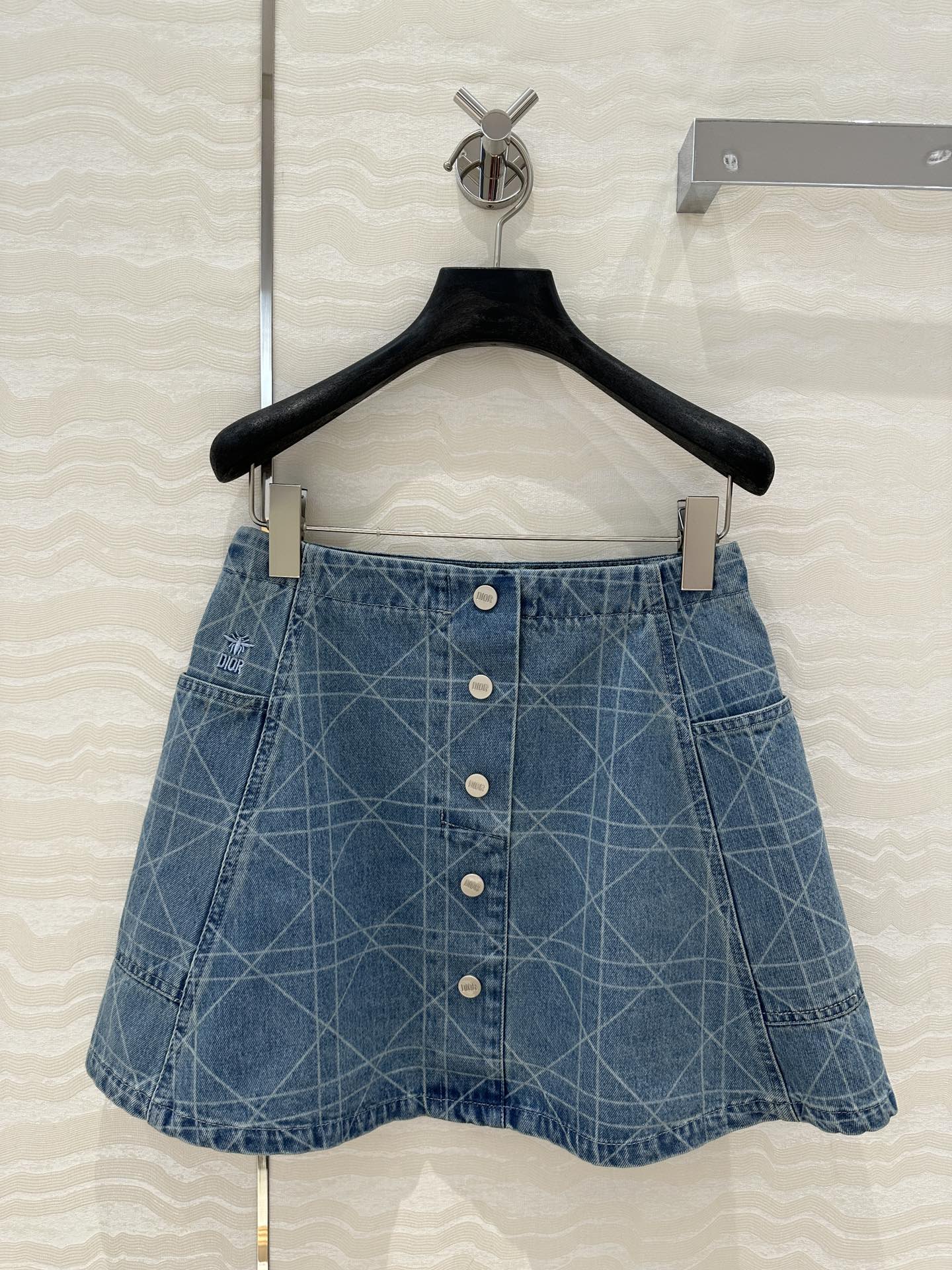 CD Short Skirt Retro Blue Cotton