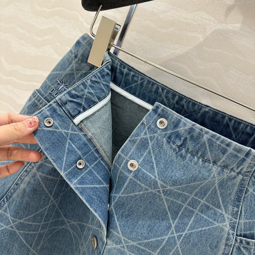 CD Short Skirt Retro Blue Cotton