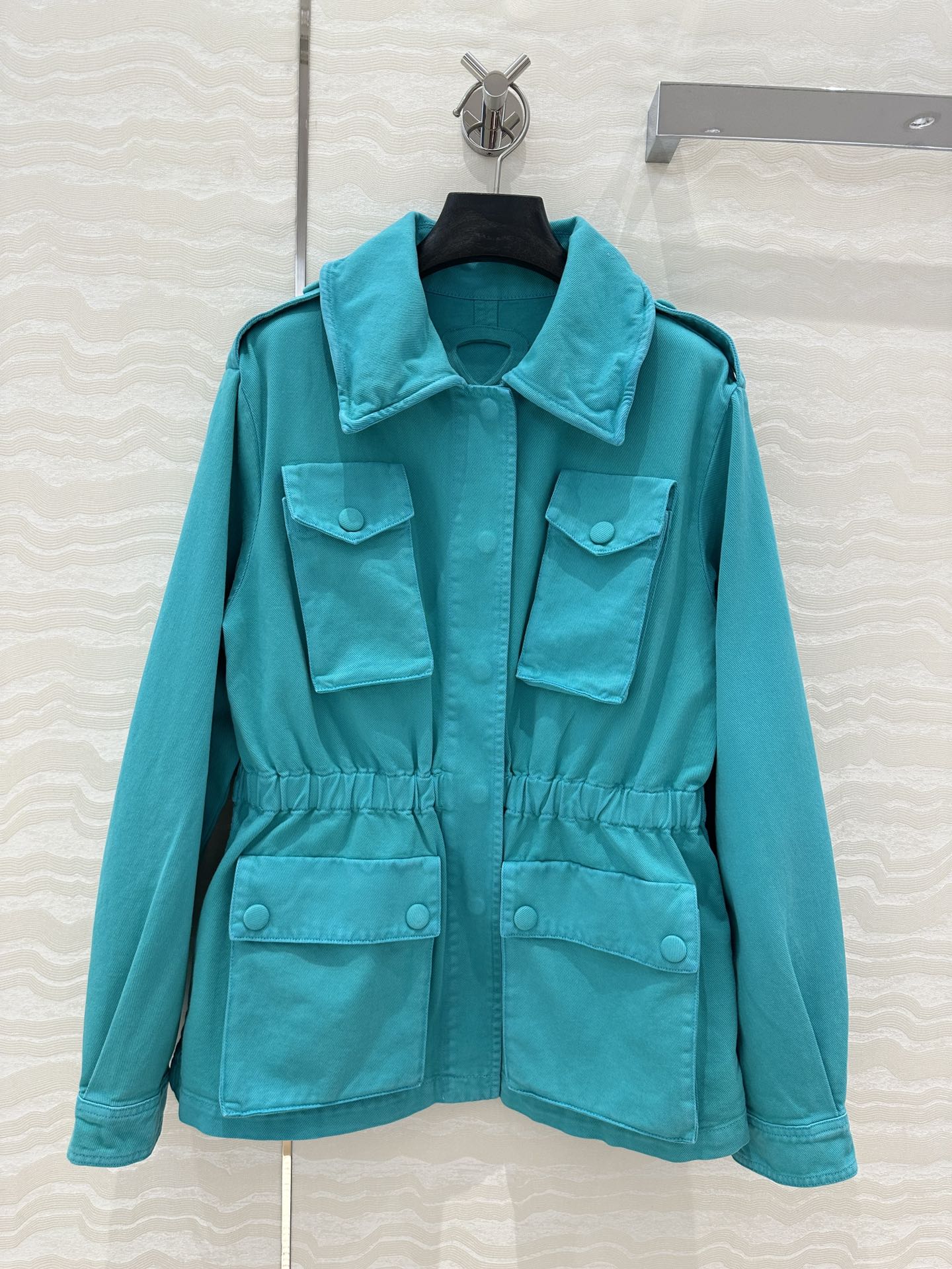 Prada 25 Hooded Jacket Blue-green Cotton
