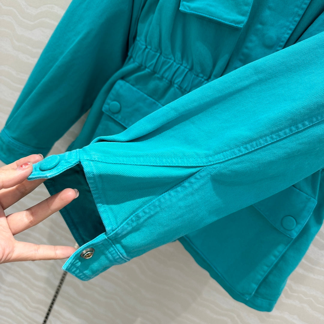 Prada 25 Hooded Jacket Blue-green Cotton