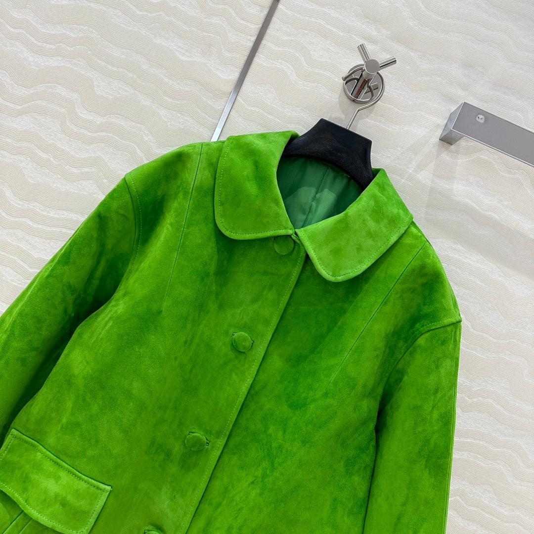 Prada 25 Jacket Green Suede lambskin