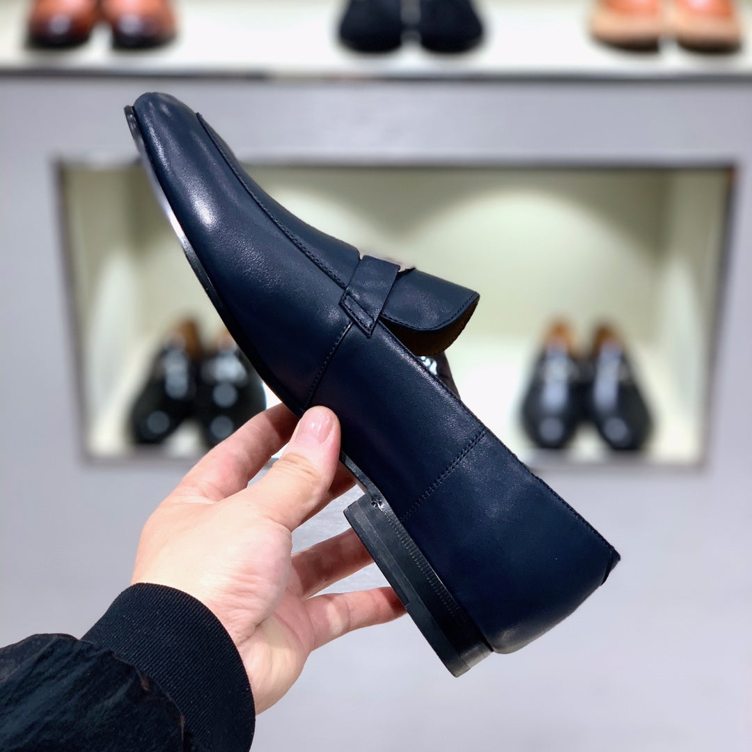 HM Men's Loafer Navy Blue Calfskin 539687