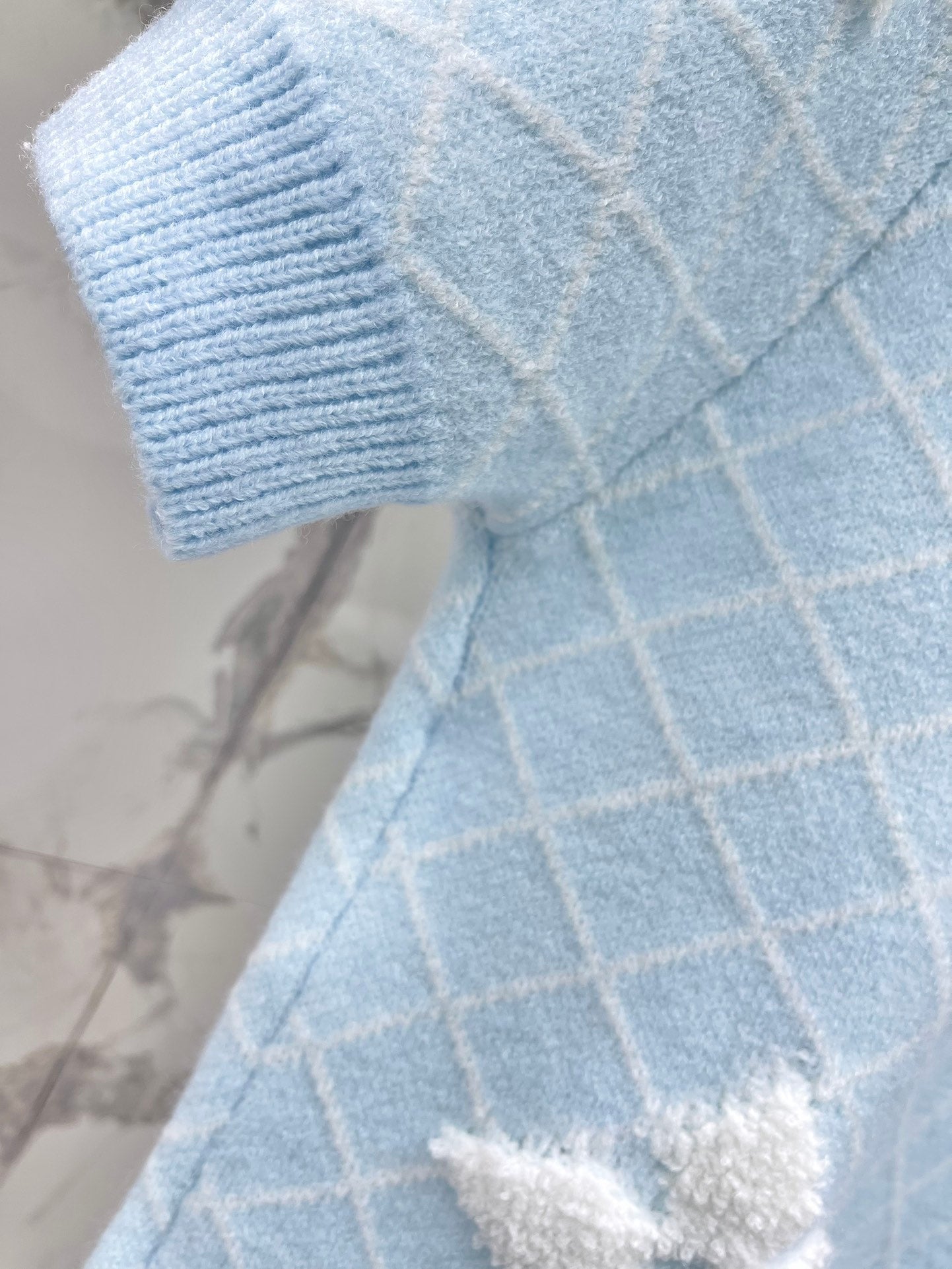 LV Flower T Shirt Light Blue Polyamide Wool