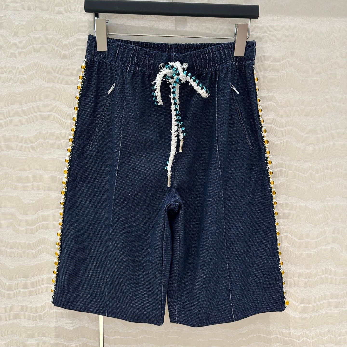 CC Shorts In Navy Blue Denim Fabric
