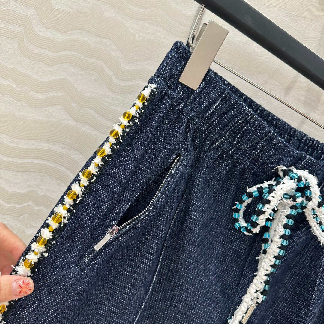 CC Shorts In Navy Blue Denim Fabric