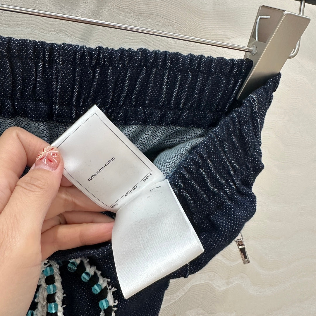 CC Shorts In Navy Blue Denim Fabric