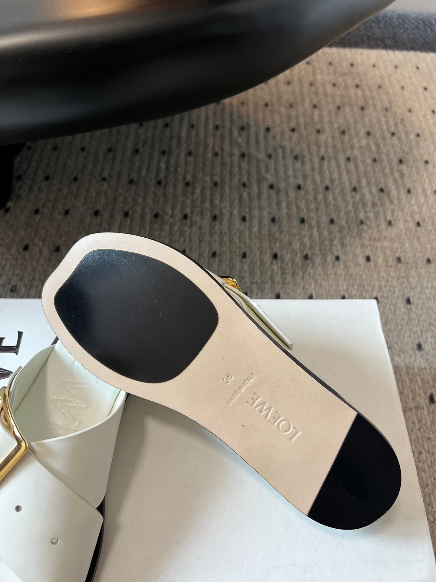 Loewe 25 Petal Belt Flat Sandals White Sheepskin 212777