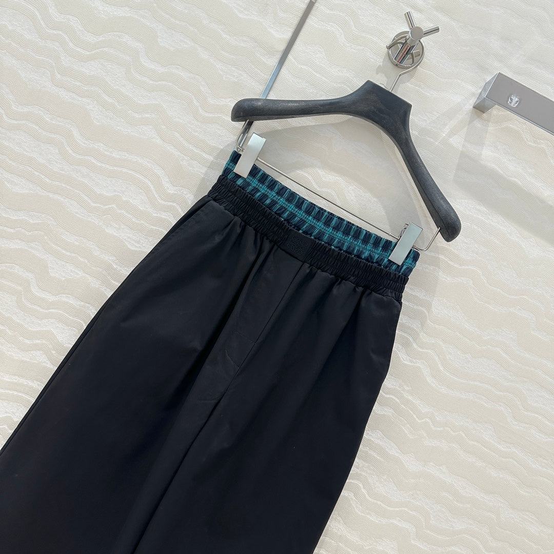 Loewe Wide-leg Straight Pants Black Cotton