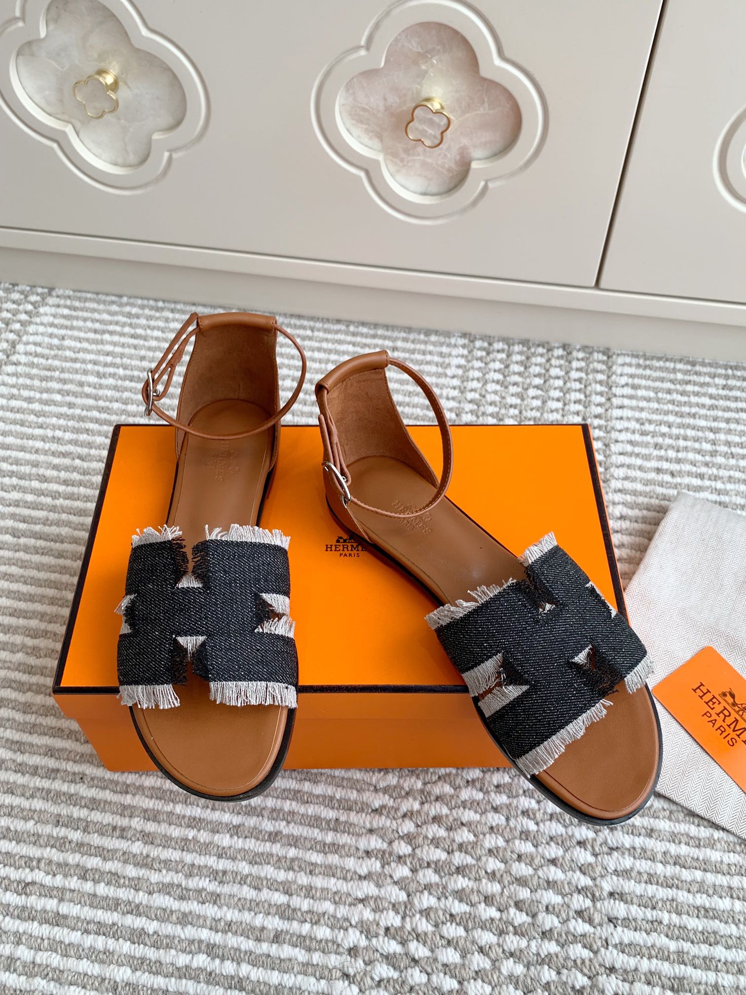 HM Santorini Sandal Raw Blue Cowhide 291387
