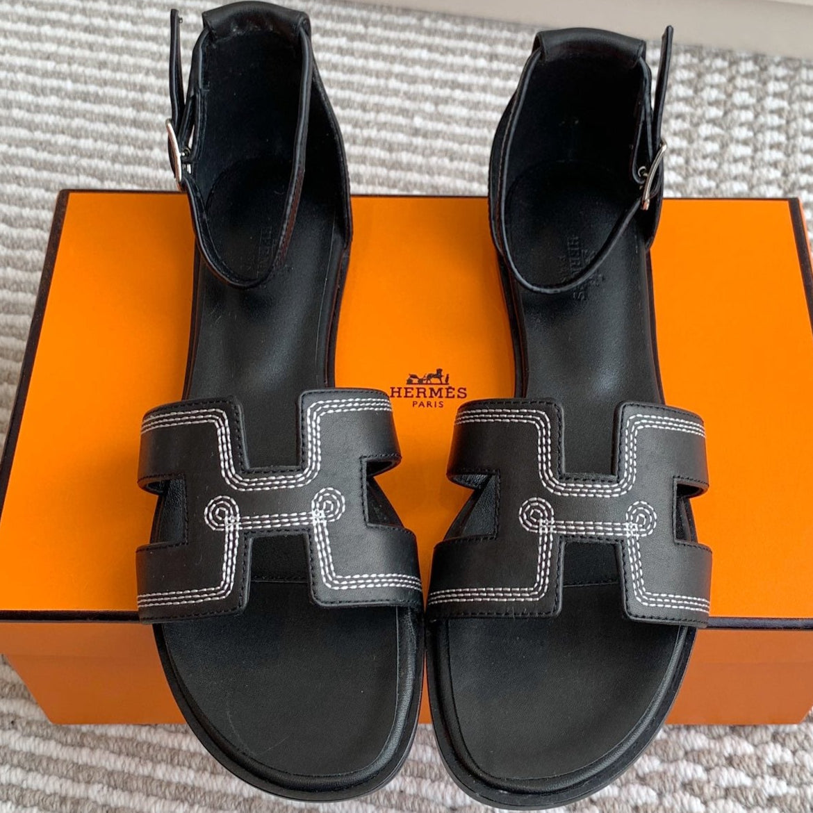 HM Santorini Sandal Black Cowhide 291390