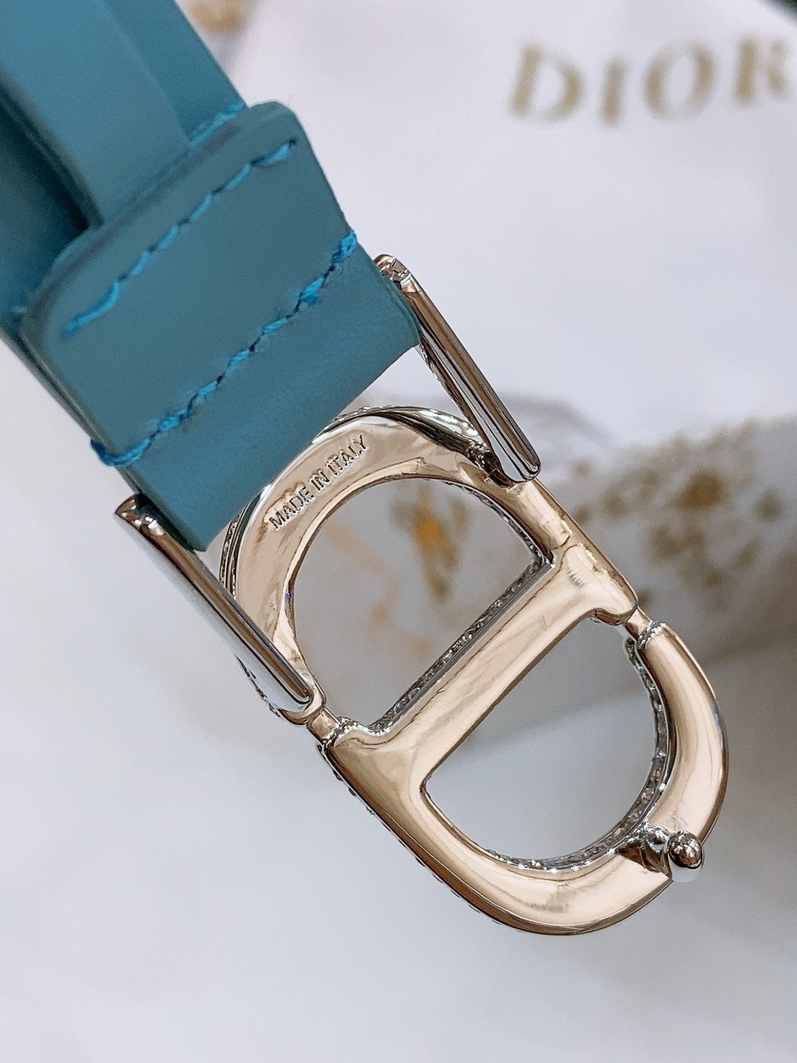 Dior Crystal Buckle Belt 30mm Smooth Calfskin 186307