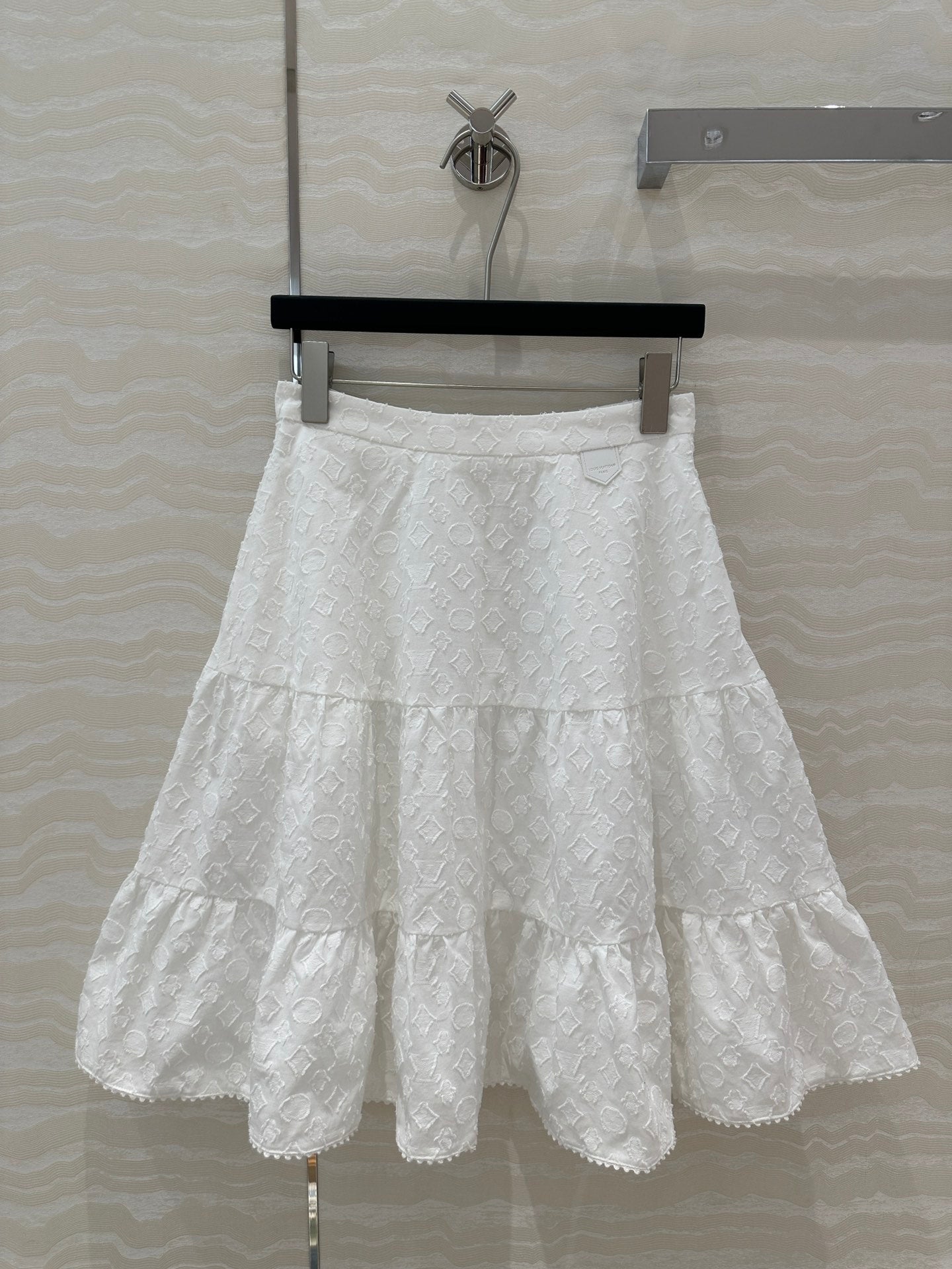 LV  Monogram Jacquard Skirt White Cotton