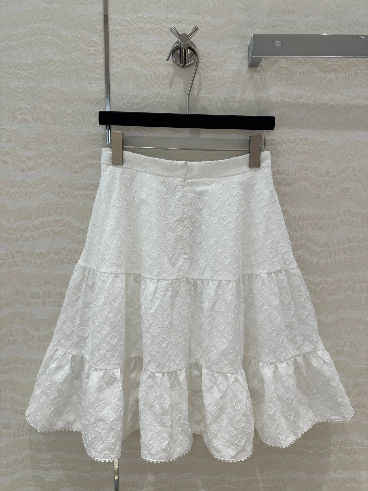 LV  Monogram Jacquard Skirt White Cotton