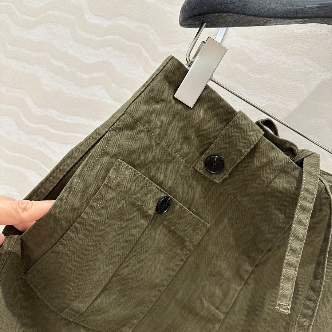 Prada Short Khaki Green Cotton