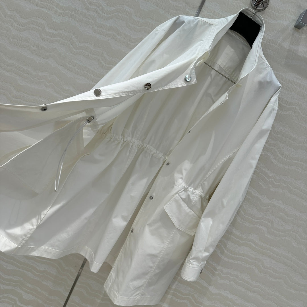Prada 25 Windbreaker Coat White Cotton