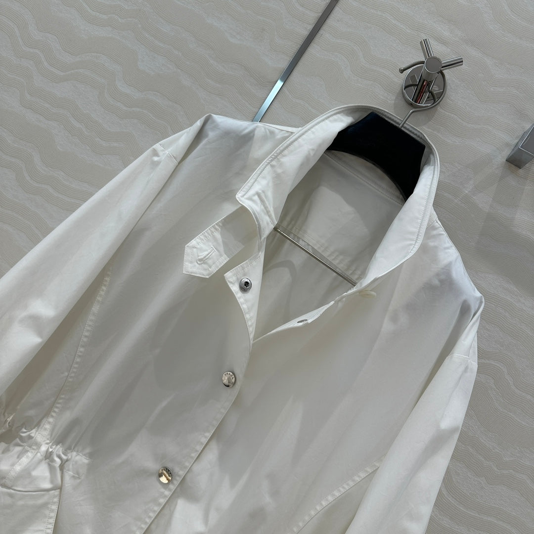 Prada 25 Windbreaker Coat White Cotton