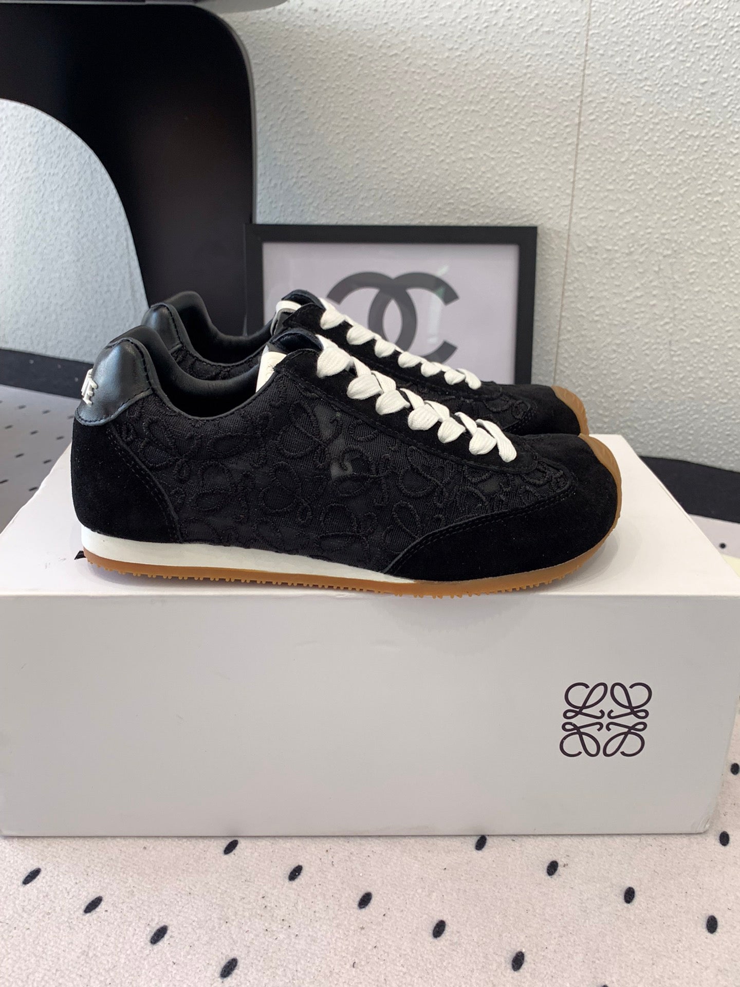 Loewe 25 Runner Sneaker Black Mesh Suede 265455