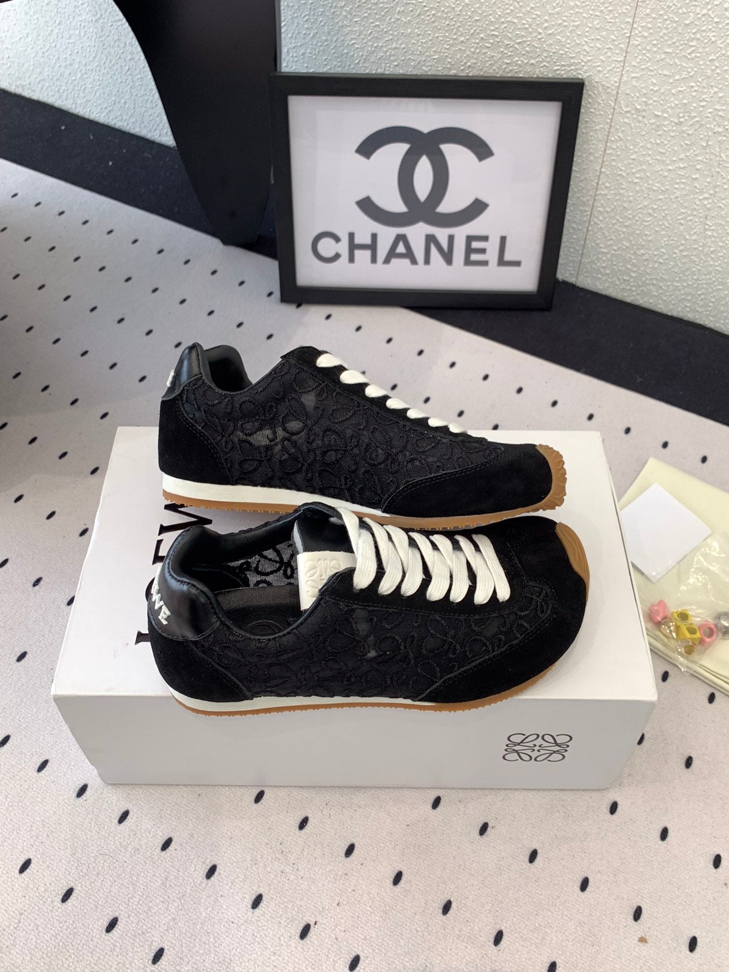 Loewe 25 Runner Sneaker Black Mesh Suede 265455