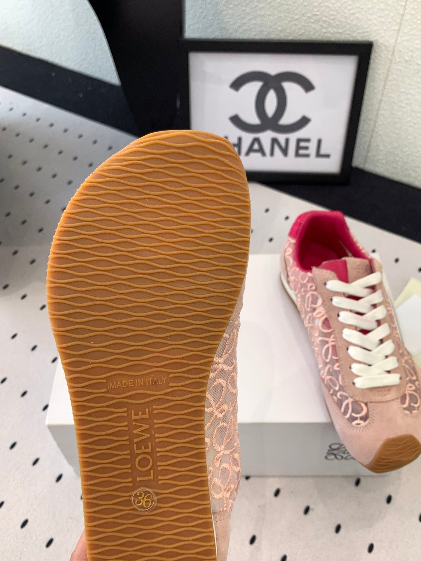 Loewe 25 Runner Sneaker Pink Mesh Suede