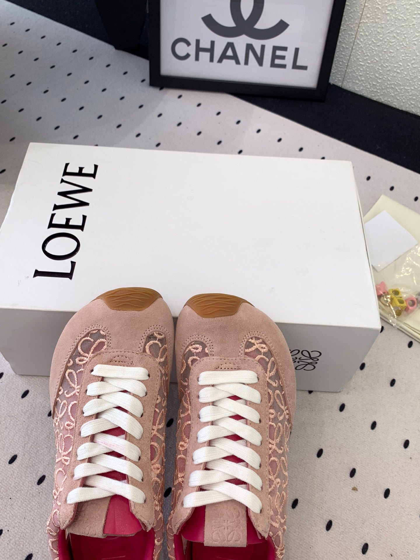 Loewe 25 Runner Sneaker Pink Mesh Suede