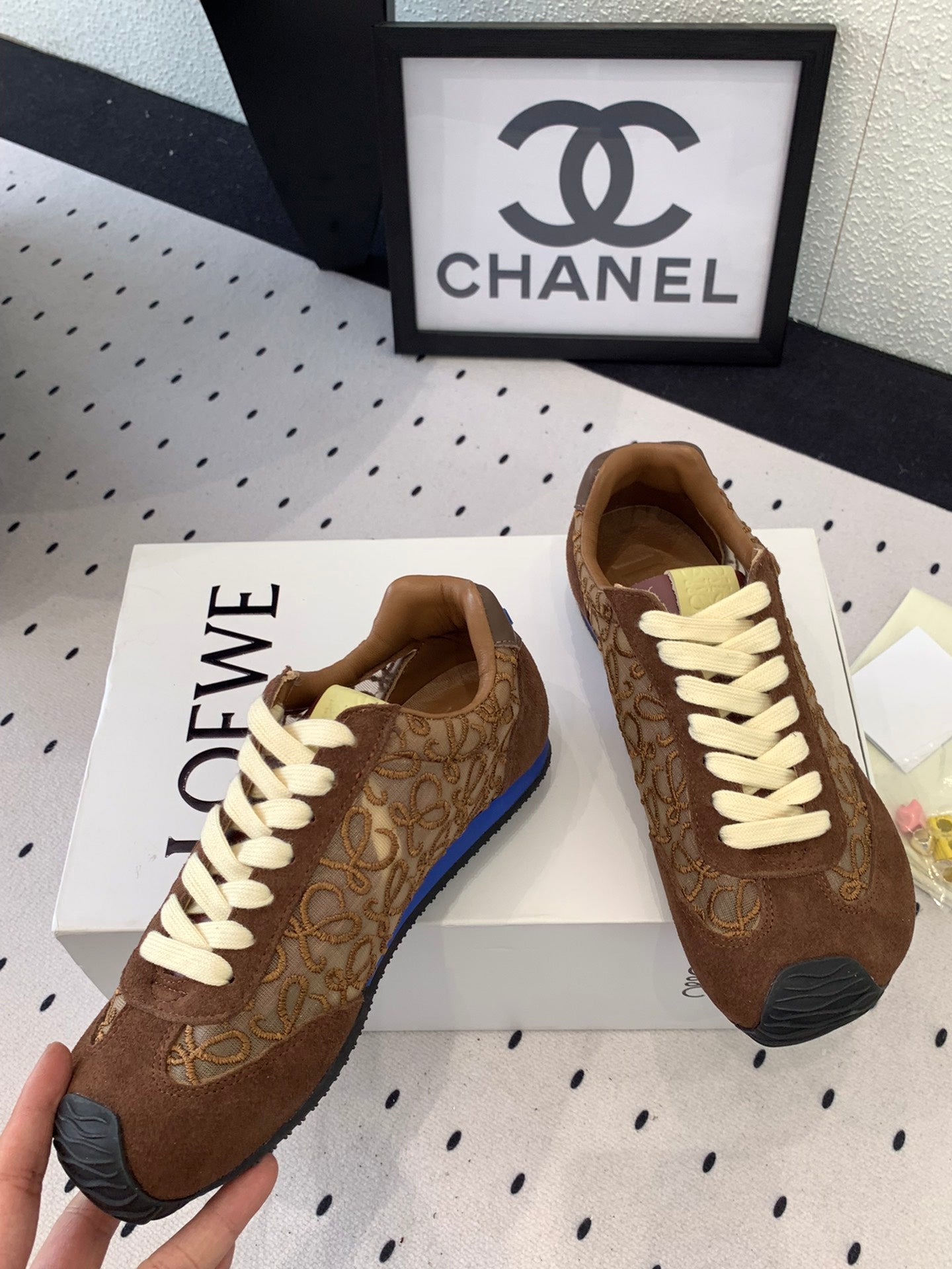 Loewe 25 Runner Sneaker Brown Mesh Suede