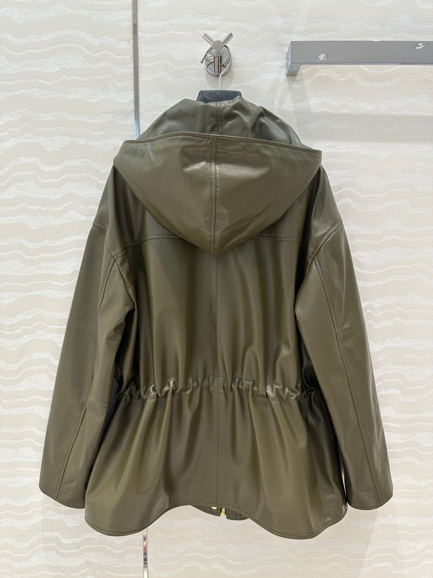 Celine Hooded Jacket Military Green Lambskin
