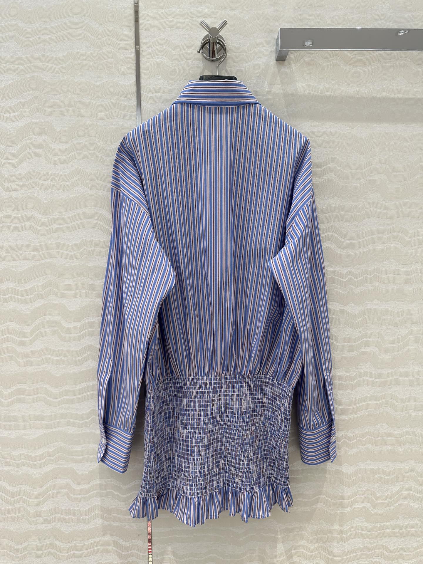 Prada Striped Shirt Dress Blue Cotton
