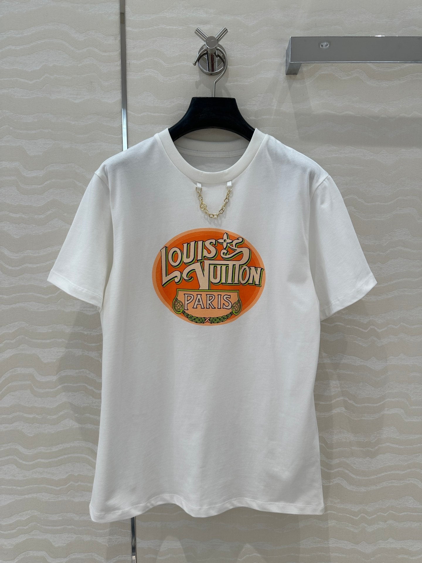 LV Classic Monogram Printed T-shirt White Orange Cotton