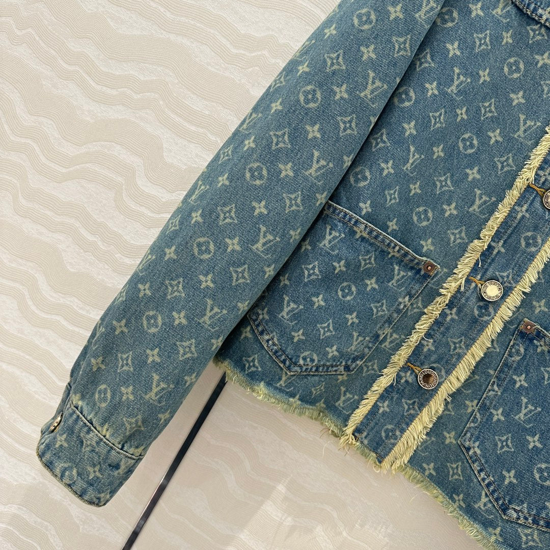 LV Hair Edge Craftsmanship Denim Jacket Blue Cotton